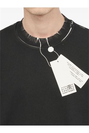 Felpa leggera in cotone nero e bianco MM6 MAISON MARGIELA | SH2GU0023M25024101